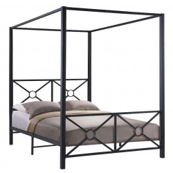 Black metal bed with canopy