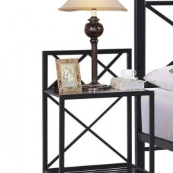 Black metal bed with canopy